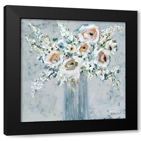 Blooms in Blue Vase Black Modern Wood Framed Art Print by Ebert, Roey