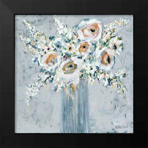 Blooms in Blue Vase Black Modern Wood Framed Art Print by Ebert, Roey