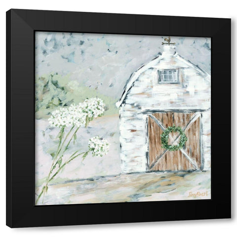 The White Barn Black Modern Wood Framed Art Print by Ebert, Roey