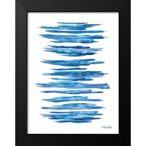 Aegean Blue Abstract VI Black Modern Wood Framed Art Print by Ebert, Roey