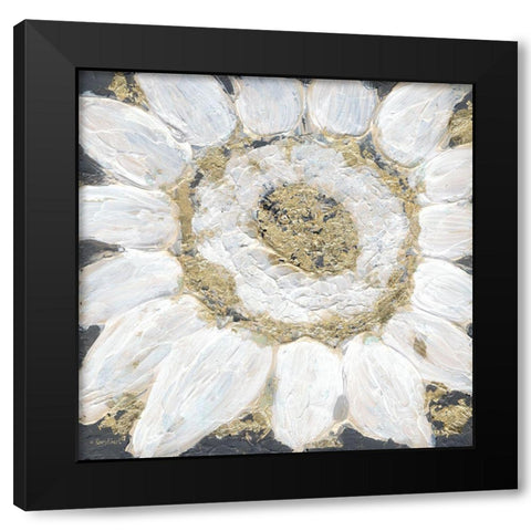 Golden Sunflower Black Modern Wood Framed Art Print by Ebert, Roey