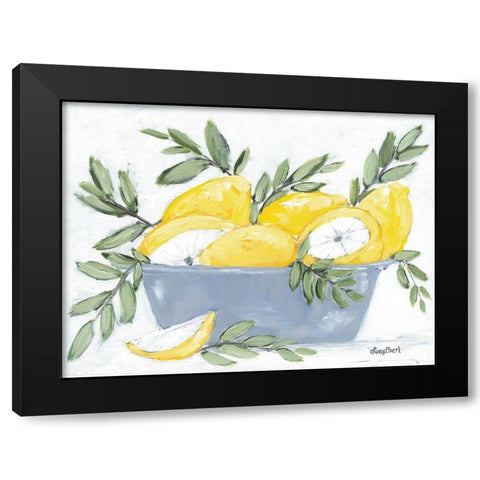 Lemons in Bowl Black Modern Wood Framed Art Print with Double Matting by Ebert, Roey