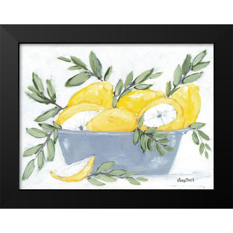 Lemons in Bowl Black Modern Wood Framed Art Print by Ebert, Roey