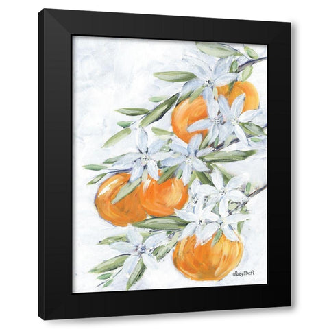 Orange Blossoms Black Modern Wood Framed Art Print by Ebert, Roey
