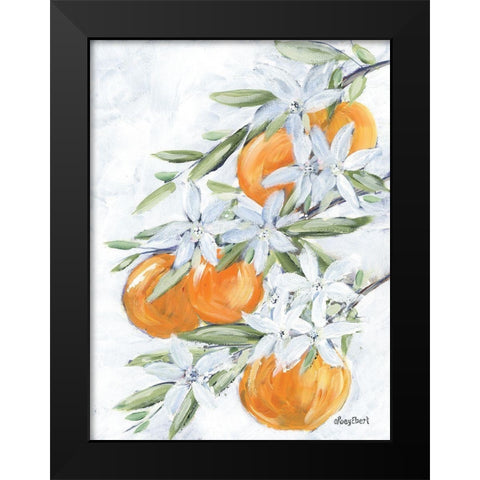 Orange Blossoms Black Modern Wood Framed Art Print by Ebert, Roey