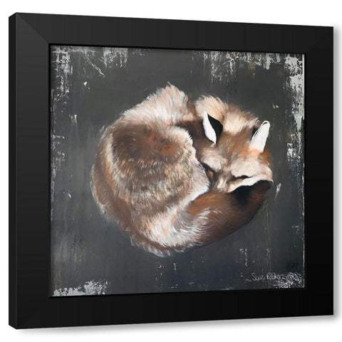 Sleeping Fox No. 11 Black Modern Wood Framed Art Print with Double Matting by Redman, Suzi