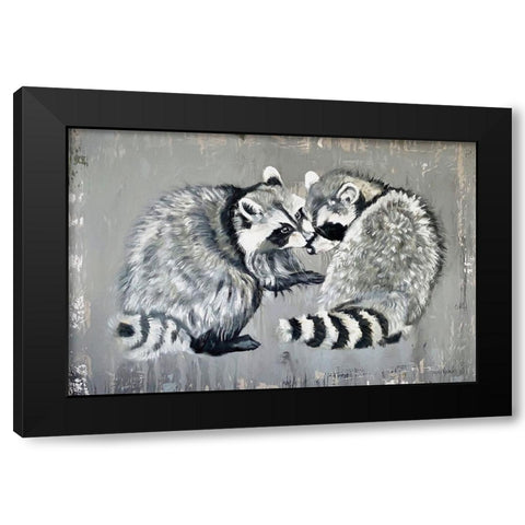 Two Raccoons Black Modern Wood Framed Art Print by Redman, Suzi