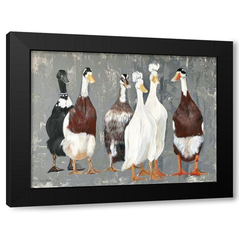 Six Runner Ducks Black Modern Wood Framed Art Print by Redman, Suzi