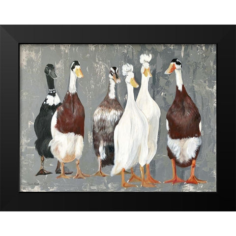 Six Runner Ducks Black Modern Wood Framed Art Print by Redman, Suzi
