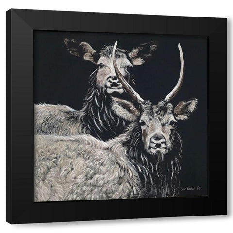 Two Woodland Deer Black Modern Wood Framed Art Print with Double Matting by Redman, Suzi