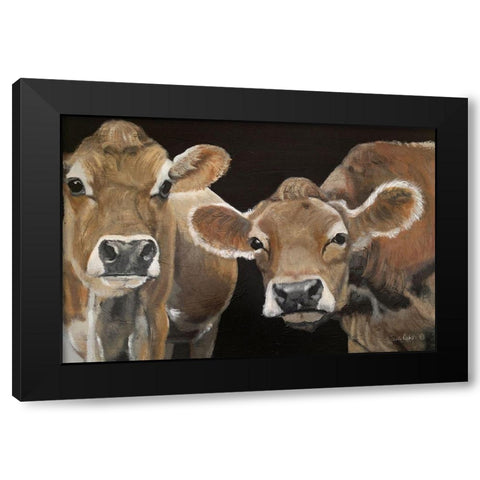Hello There Cows Black Modern Wood Framed Art Print by Redman, Suzi