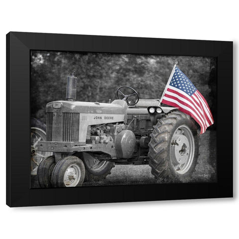 Tractor with American Flag Black Modern Wood Framed Art Print by Rigsby, Jennifer