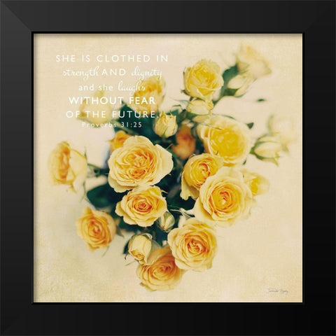 She is Clothed in Strength Black Modern Wood Framed Art Print by Rigsby, Jennifer