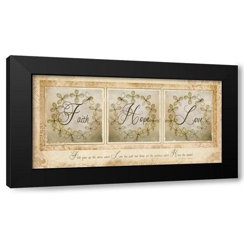 Faith, Hope, Love Black Modern Wood Framed Art Print with Double Matting by Vieira, Robin-Lee