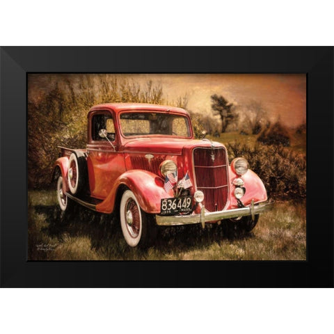 Little Red Truck Black Modern Wood Framed Art Print by Vieira, Robin-Lee