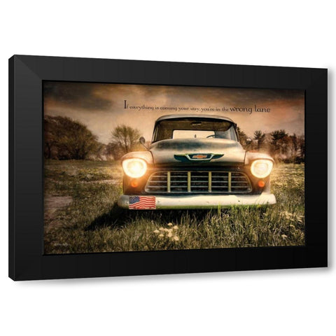 Wrong Lane Black Modern Wood Framed Art Print with Double Matting by Vieira, Robin-Lee