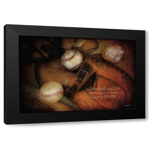 Baseball Black Modern Wood Framed Art Print with Double Matting by Vieira, Robin-Lee