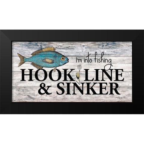Hook, Line and Sinker Black Modern Wood Framed Art Print by Vieira, Robin-Lee