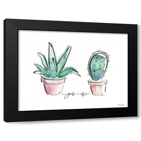 You and Me Cactus Black Modern Wood Framed Art Print by Nieman, Rachel
