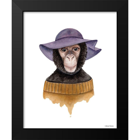 Cozy Chimp Black Modern Wood Framed Art Print by Nieman, Rachel