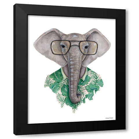 Elephant in Eye Glasses Black Modern Wood Framed Art Print by Nieman, Rachel