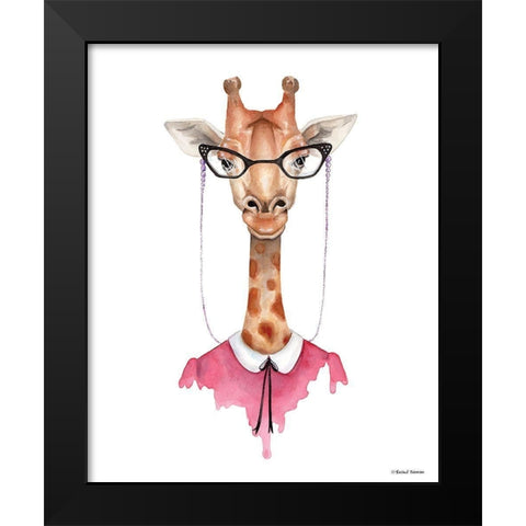 Giraffe in Glasses Black Modern Wood Framed Art Print by Nieman, Rachel