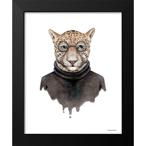 Jaguar as Steve Jobs Black Modern Wood Framed Art Print by Nieman, Rachel