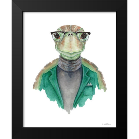 Turtle in a Turtleneck Black Modern Wood Framed Art Print by Nieman, Rachel