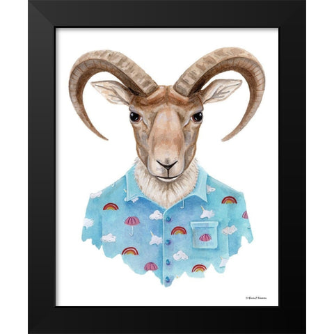 Uriel in a Unicorn Shirt Black Modern Wood Framed Art Print by Nieman, Rachel