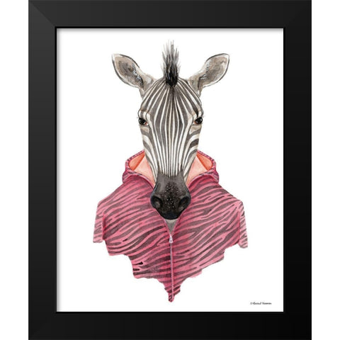 Zebra in a Zipup Black Modern Wood Framed Art Print by Nieman, Rachel