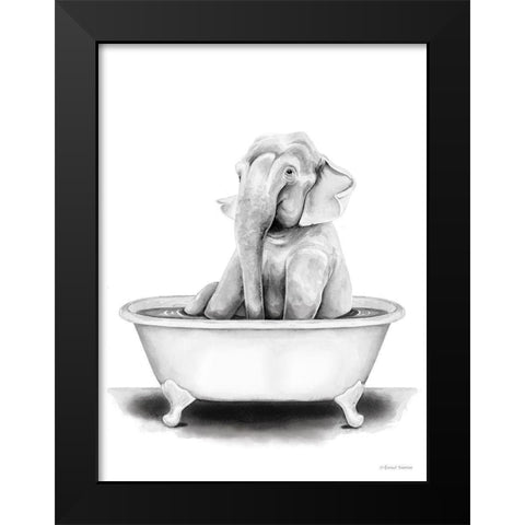 Elephant in Tub Black Modern Wood Framed Art Print by Nieman, Rachel