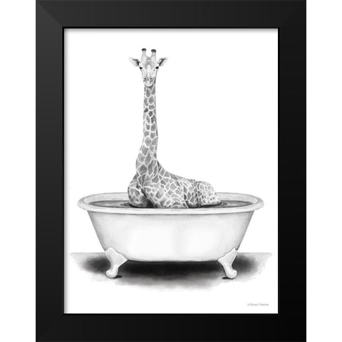 Giraffe in Tub Black Modern Wood Framed Art Print by Nieman, Rachel