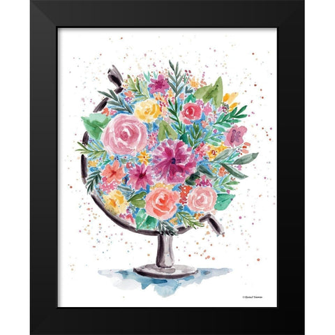 Flower Globe Black Modern Wood Framed Art Print by Nieman, Rachel