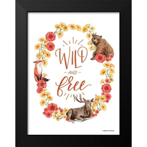Wild and Free Wreath    Black Modern Wood Framed Art Print by Nieman, Rachel