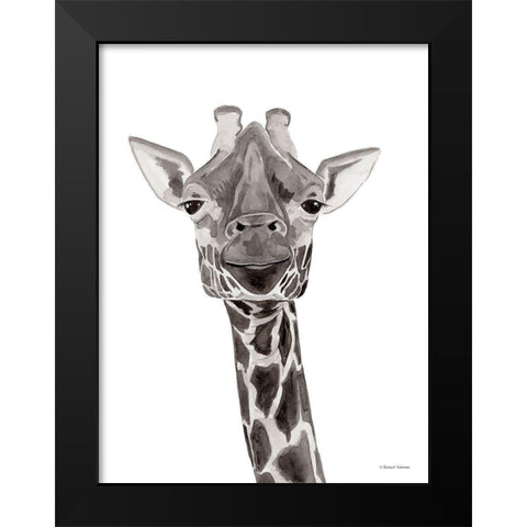 Safari Giraffe Peek-a-boo Black Modern Wood Framed Art Print by Nieman, Rachel