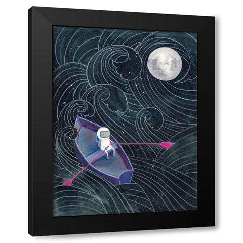 Boat to the Moon Black Modern Wood Framed Art Print by Nieman, Rachel