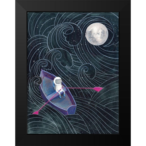 Boat to the Moon Black Modern Wood Framed Art Print by Nieman, Rachel