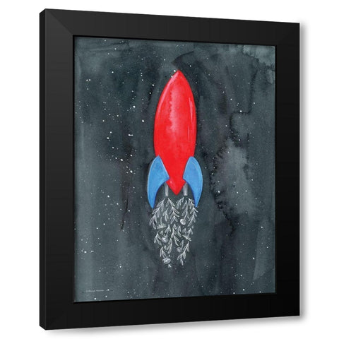 Flower Rocket Black Modern Wood Framed Art Print by Nieman, Rachel
