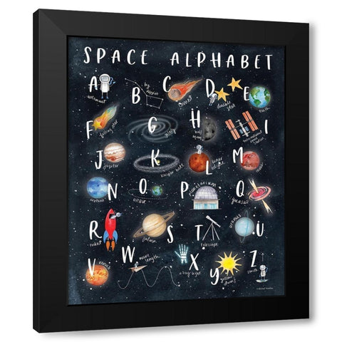 Space Alphabet Black Modern Wood Framed Art Print by Nieman, Rachel