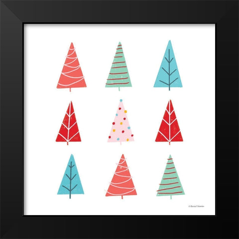 Playful Christmas Trees    Black Modern Wood Framed Art Print by Nieman, Rachel