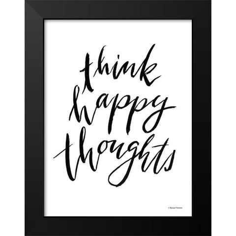 Think Happy Thoughts Black Modern Wood Framed Art Print by Nieman, Rachel
