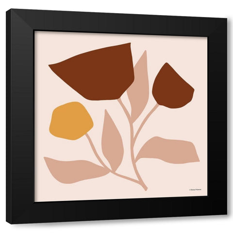 Modern Graphic Floral Stem Black Modern Wood Framed Art Print with Double Matting by Nieman, Rachel