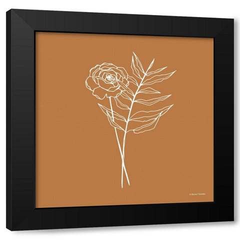White Floral Line Drawing Black Modern Wood Framed Art Print by Nieman, Rachel