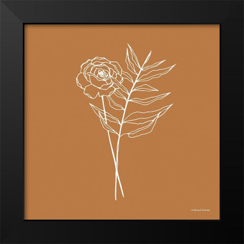 White Floral Line Drawing Black Modern Wood Framed Art Print by Nieman, Rachel