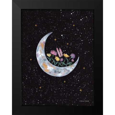 Flowers on Crescent Moon   Black Modern Wood Framed Art Print by Nieman, Rachel