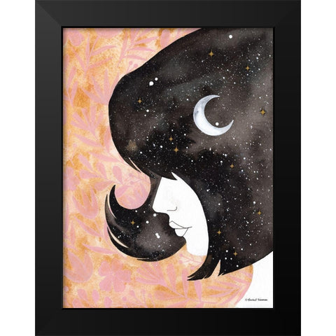 Moon in Her Hair    Black Modern Wood Framed Art Print by Nieman, Rachel