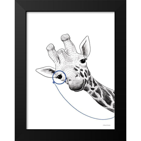 Giraffe With a Monocle Black Modern Wood Framed Art Print by Nieman, Rachel