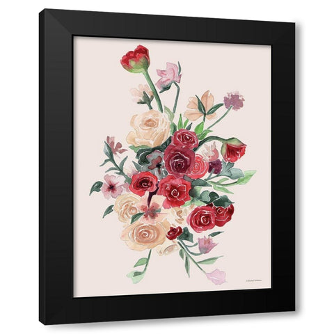 Deep Red Floral Bouquet Black Modern Wood Framed Art Print by Nieman, Rachel