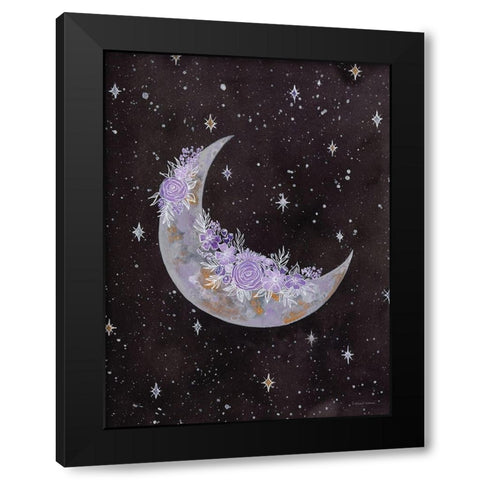 Purple Flowers on the Moon Black Modern Wood Framed Art Print with Double Matting by Nieman, Rachel