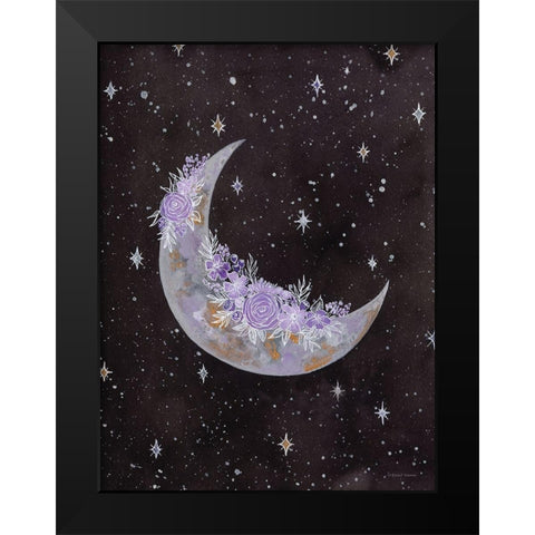 Purple Flowers on the Moon Black Modern Wood Framed Art Print by Nieman, Rachel